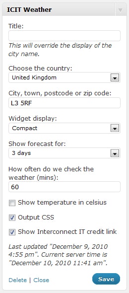 Widget form
