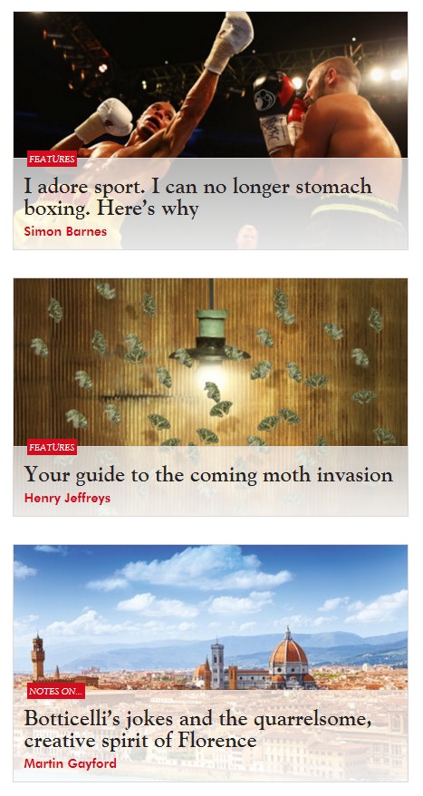 Image taken from The Spectator showing different fonts used