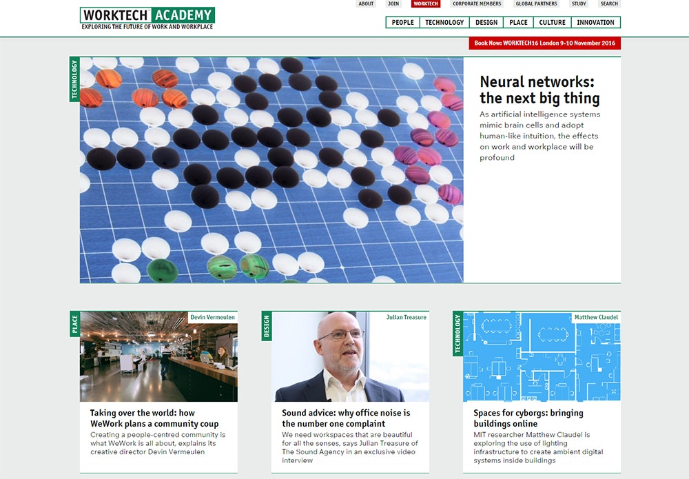 Screenshot of the Worktech Academy home page