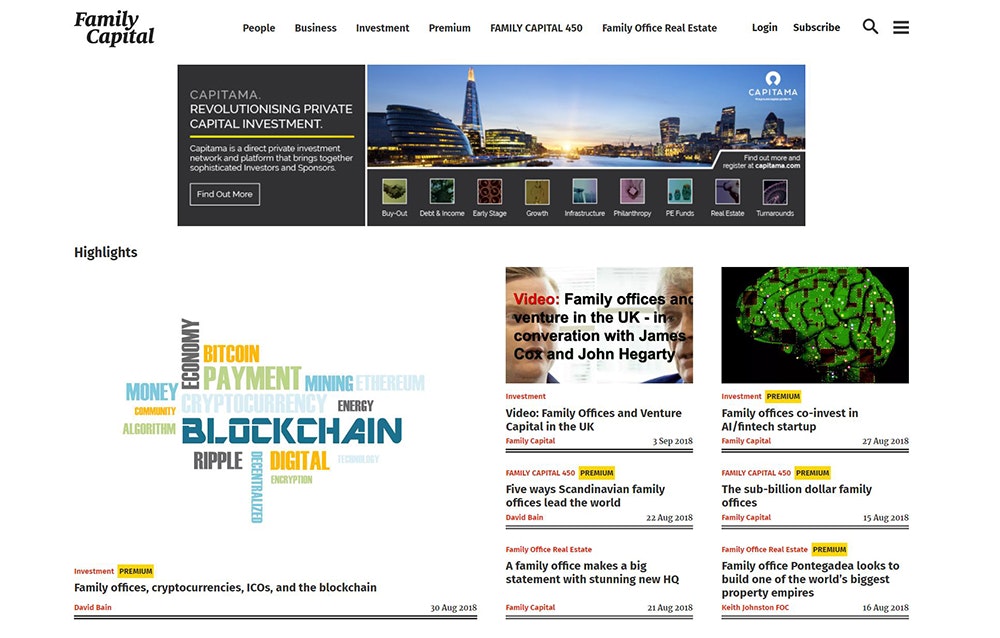 Screenshot of the Famcap website